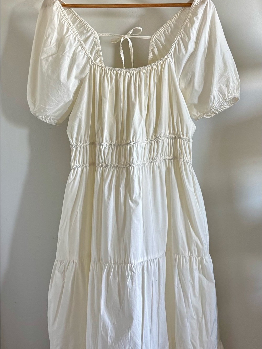 Sanctuary Ivory Cotton Midi Dress Size 12 Cottagecore Prairie Puff Sleeve Lined